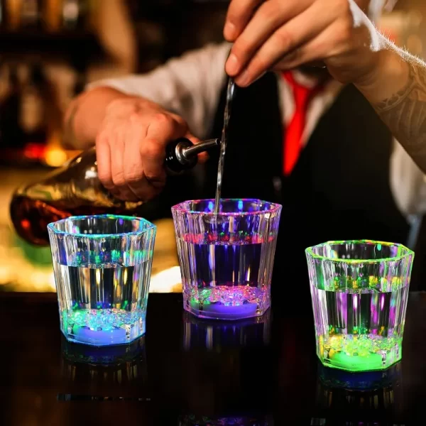 5/10/24 pcs-2oz led  Light Up Shot Glasses Flash Drinking Shot Cups Glow in The Dark - Image 3