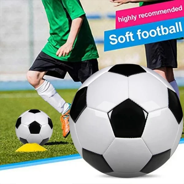 Professional Leather Black and White Soccer Ball - Image 2