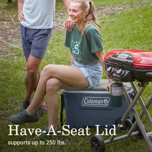 62QT Lakeside Blue Hard Chest Wheeled Cooler; Camping Tailgate Beach Tool Bag Wheeled - Image 3