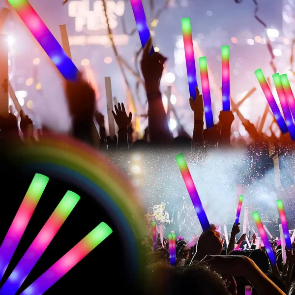 8/10/15/20pcs LED Glow Sticks Bulk Colorful RGB Glow Foam Stick for Christmas Birthday Wedding Glow in The Dark Party Supplies - Image 7