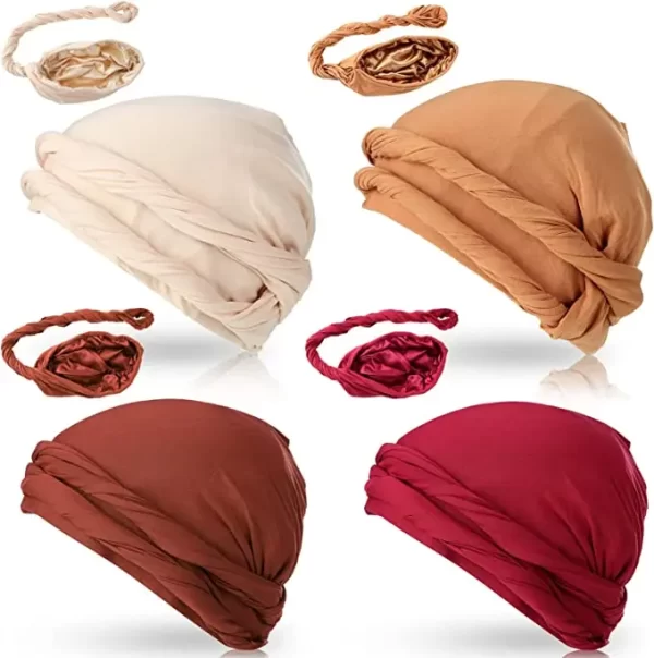 Pullover Turban For Men Vintage Head Wraps For Men Stretch Modal And Satin Turban Scarf Tie For Hair - Image 6