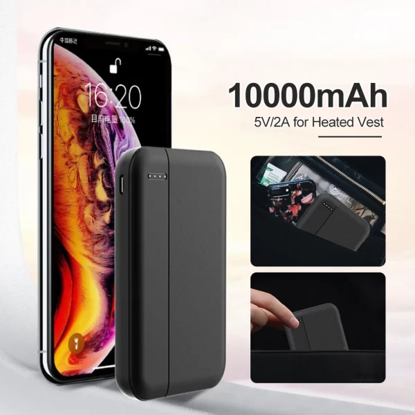 New 10000mAh Mini Power Bank USB Charger Fast Charging External Battery Pack For Heating Jacket Vest Scarf Socks Equipment - Image 3