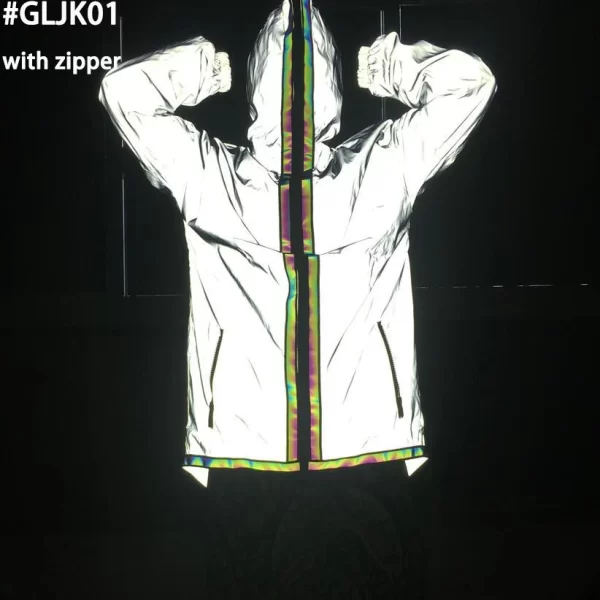 Reflective Trench Coat Men Brand Hip Hop Dance Fluorescent Mens Jackets and Coats Harajuku Windbreaker Cloak Jaqueta Masculino - Image 6
