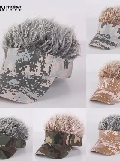 1PCS Camouflage Visor Baseball Cap With Spiked Hairs Wig Baseball Hat With Spiked Wig