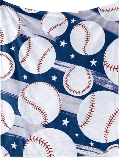 Baseball Throw Blanket Gifts for Boys, Blue Baseball Soft Cozy Plush Flannel Blanket for Kids Bedroom, 40 x 50 in