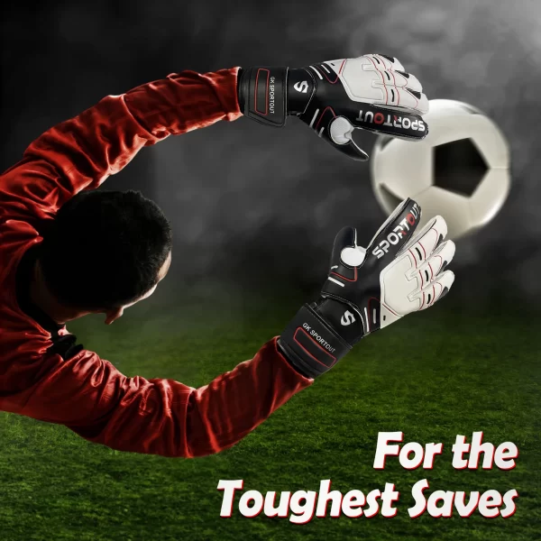 Sportout Youth&Adult Goalie Goalkeeper Gloves,Strong Grip for The Toughest Saves, with Fingerave& 4+3MM Latex - Image 6