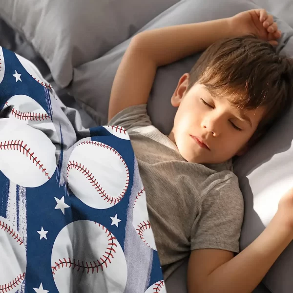 Baseball Throw Blanket Gifts for Boys, Blue Baseball Soft Cozy Plush Flannel Blanket for Kids Bedroom, 40 x 50 in - Image 4