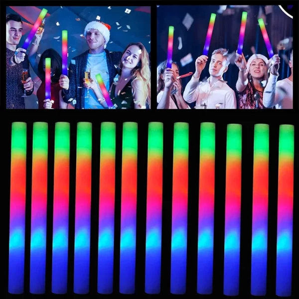30/50/70Pc LED Glow Sticks Colorful RGB Glow Foam Stick Cheer Tube Dark Light for Xmas Birthday Wedding halloween Party Supplies