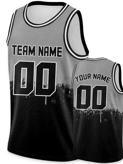 Men's Black Gray Custom Basketball Jersey
