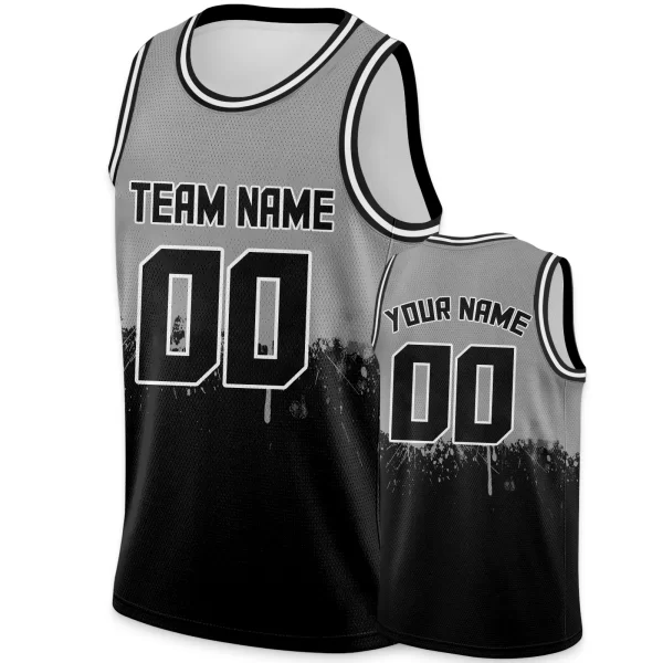 Men's Black Gray Custom Basketball Jersey