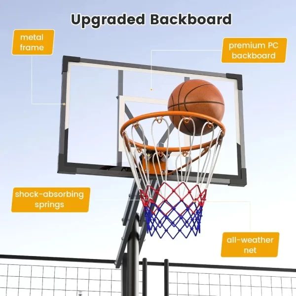 Portable Adjustable HDPE Basketball Hoop Set for Kids and Adults - Image 2
