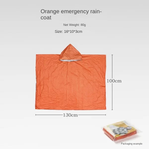 Emergency Rain Poncho With Hood Reusable Weather Resistant Raincoat For Men Women Camping Hiking Emergency Supplies Survival Kit - Image 8