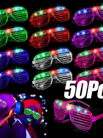 Glow in the Dark LED Eyeglasses 6 Neon Colors Blinds Lampshade Glasses Christmas Mardi Gras