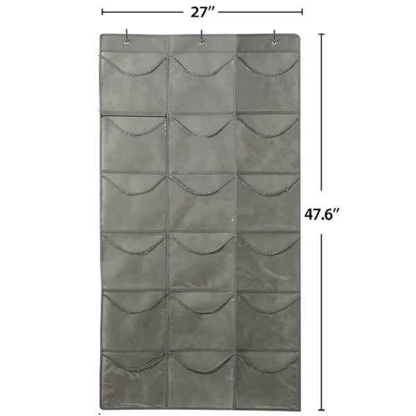 Hat Organizer Display for Baseball Caps Rack Hanging Wall Door Mounted Storage Bags with 3 Hooks Clear PVC Deep 18/24 Pockets - Image 7