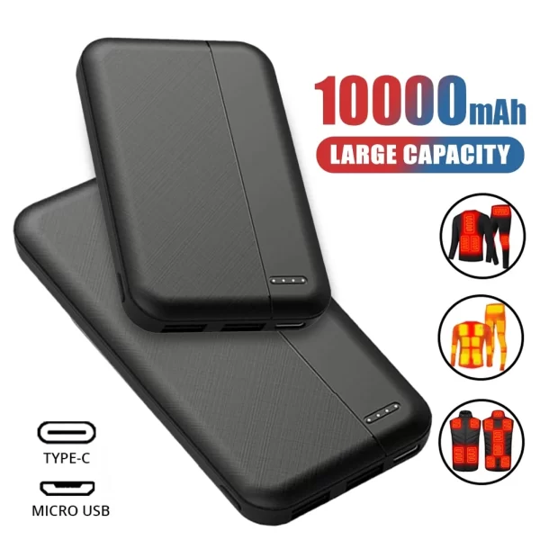 New 10000mAh Mini Power Bank USB Charger Fast Charging External Battery Pack For Heating Jacket Vest Scarf Socks Equipment - Image 2