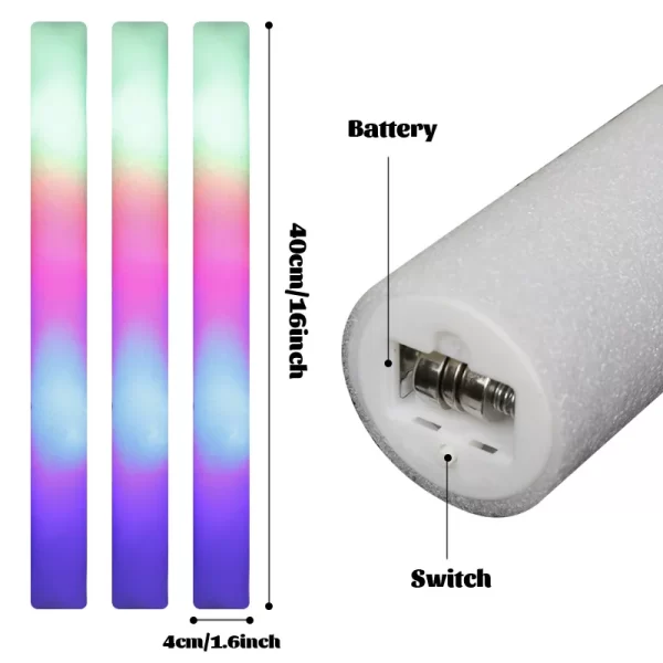 15/30Pcs LED Glow Sticks Bulk Colorful RGB Glow Foam Stick Cheer Tube Dark Light for Xmas Birthday Wedding Party Supplies - Image 6