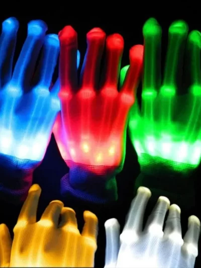 LED Gloves Neon Guantes Glowing Halloween Party Light Props Luminous Flashing Skull Gloves Stage Costume Christmas Supplies