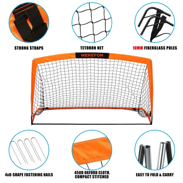 Soccer Goal 5' x 3.1' Portable Soccer Net with Carry Bag for Backyard - Image 2