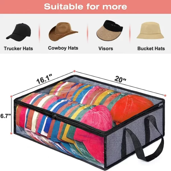 Hat Storage Bag Baseball Cap Storage Solutions Capacity Hat Organizer Bags with Sturdy Handles for Home Travel Holds Up to 40 - Image 2
