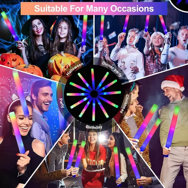 8/10/15/20pcs LED Glow Sticks Bulk Colorful RGB Glow Foam Stick for Christmas Birthday Wedding Glow in The Dark Party Supplies - Image 6