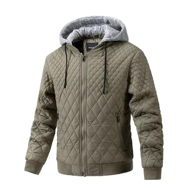 Men's Baseball Cotton Thick Hooded Jacket Winter Zip Up Detachable Hat Warm Overcoat Tops Coat Jackets Man Clothing - Image 6