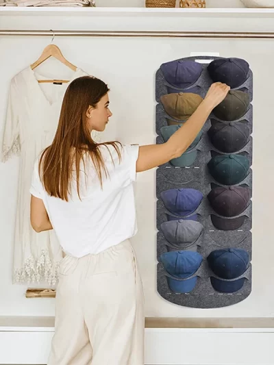 Felt Hat Storage Hanging Bag Space Saving Wall Door Back Display Rack Baseball Cap Felt Storage Holders For Bedroom Closet