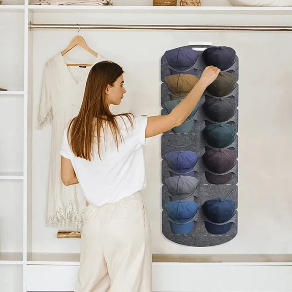 Felt Hat Storage Hanging Bag Space Saving Wall Door Back Display Rack Baseball Cap Felt Storage Holders For Bedroom Closet