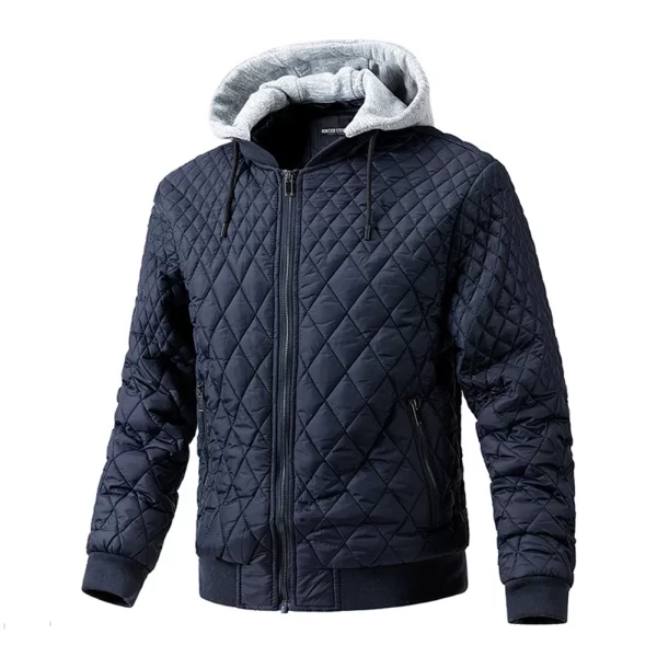 Men's Baseball Cotton Thick Hooded Jacket Winter Zip Up Detachable Hat Warm Overcoat Tops Coat Jackets Man Clothing