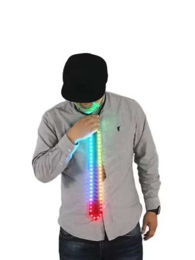 Rainbow LED Ties Robot Costume Luminous Party Accessories Nightclub Rave Outfits Neck Decor Men Gogo Dancer Tron Dance Wear