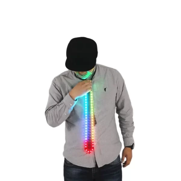 Rainbow LED Ties Robot Costume Luminous Party Accessories Nightclub Rave Outfits Neck Decor Men Gogo Dancer Tron Dance Wear