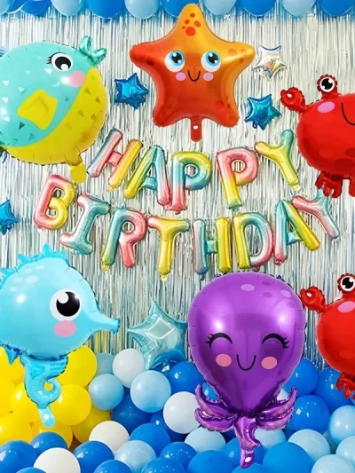 5Pcs/set Marine Life Balloon Starfish Crab Hippocampus Globos Happy Birthday Party Decorations Baby Shower Balloons