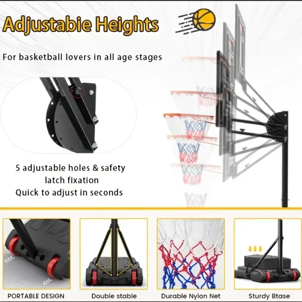 Outdoor Adjustable Backboard, Portable Hoop Court System - Image 6