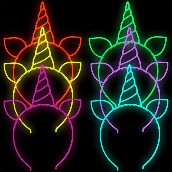 6pcs Fluorescent Hair Hoop Plastic Headband Glow In The Dark Party Supplies Photo Booth For Birthday Wedding Decor Baby Shower - Image 2