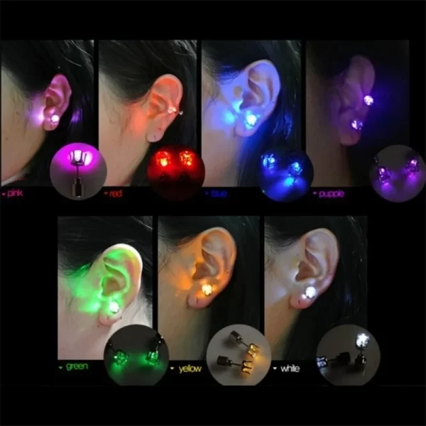 1 Pair Unique Boys Girls LED Light Christmas Gift Halloween Party Square Night Bling Studs Earring Led Party Music Festival Band - Image 2