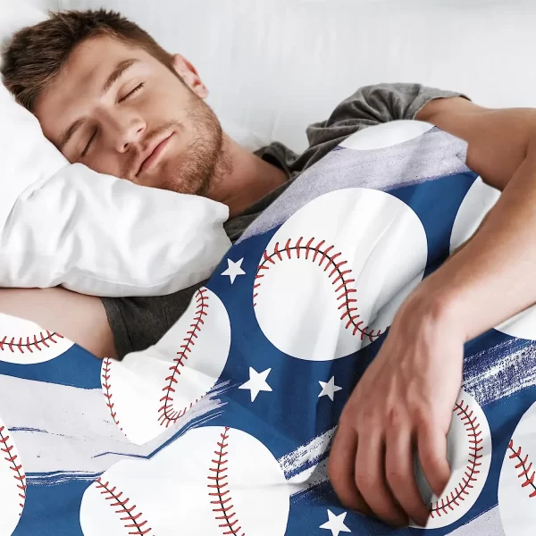 Baseball Throw Blanket Gifts for Boys, Blue Baseball Soft Cozy Plush Flannel Blanket for Kids Bedroom, 40 x 50 in - Image 5