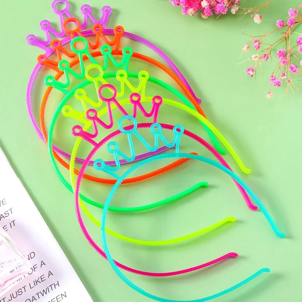 6pcs Fluorescent Hair Hoop Plastic Headband Glow In The Dark Party Supplies Photo Booth For Birthday Wedding Decor Baby Shower - Image 5