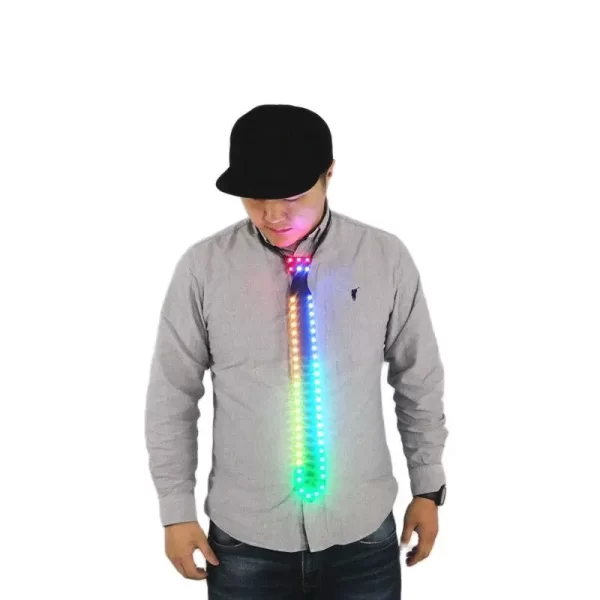 Rainbow LED Ties Robot Costume Luminous Party Accessories Nightclub Rave Outfits Neck Decor Men Gogo Dancer Tron Dance Wear - Image 3