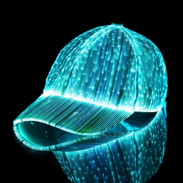 Women Men LED Baseball Cap Fiber Optic Luminous Hat Music Festival Xmas Halloween Hip Hop Black White Hat Holiday Performance - Image 2