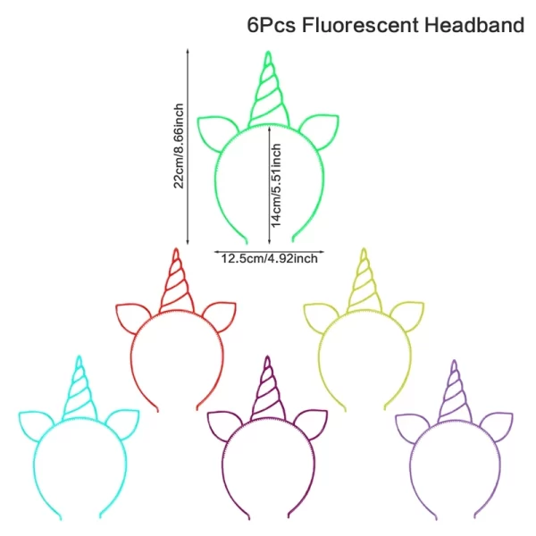 6pcs Fluorescent Hair Hoop Plastic Headband Glow In The Dark Party Supplies Photo Booth For Birthday Wedding Decor Baby Shower - Image 8