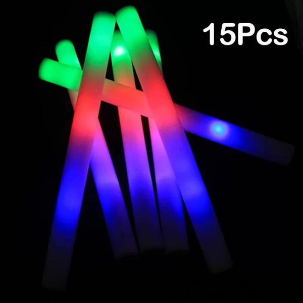 15/30Pcs LED Glow Sticks Bulk Colorful RGB Glow Foam Stick Cheer Tube Dark Light for Xmas Birthday Wedding Party Supplies - Image 8