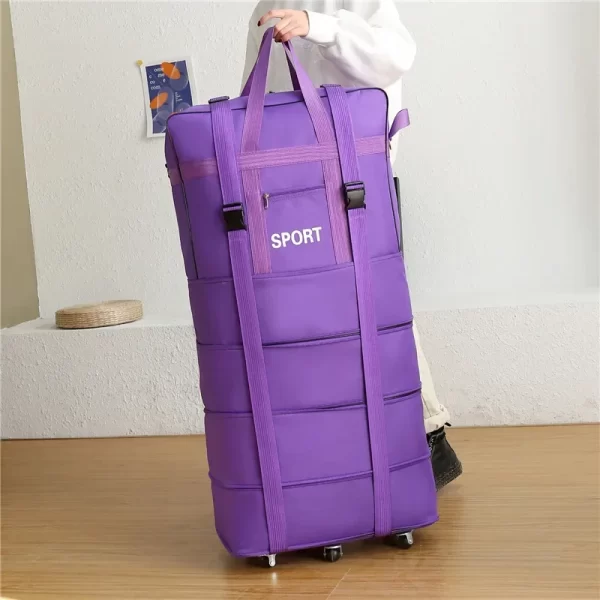 Waterproof Travel Bag Large-capacity Telescopic Airline Check-in Bag with Wheel Folding Luggage Storage Pack for Men and Women - Image 3