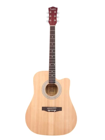 Glarry GT502 41-Inch Notch Spruce Panel Matte Edging Folk Guitar Bag Shield Wrench Burlywood