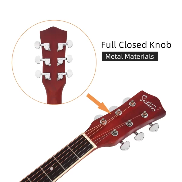 Glarry GT502 41-Inch Notch Spruce Panel Matte Edging Folk Guitar Bag Shield Wrench Burlywood - Image 4